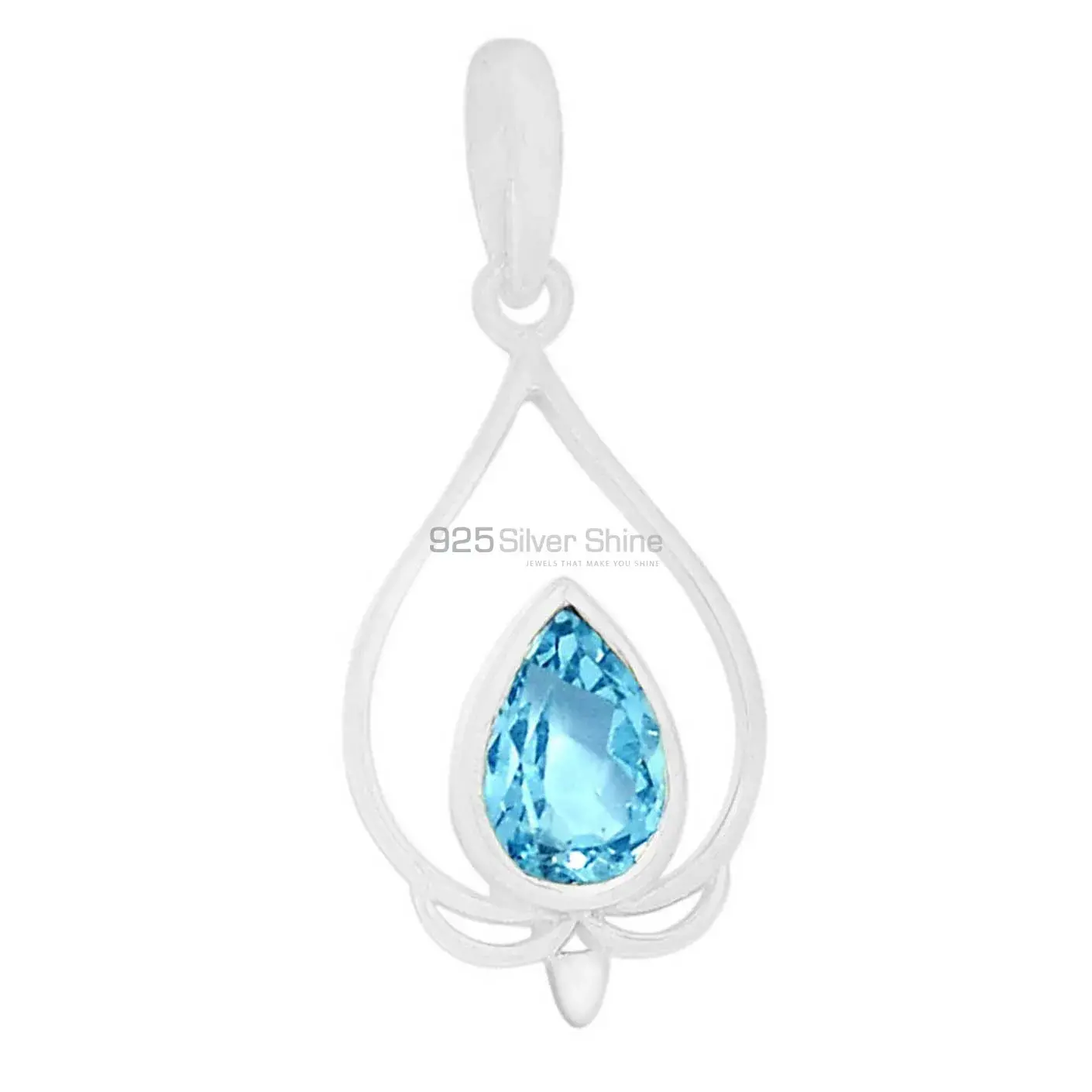 Best Quality Blue Topaz Gemstone Pendants Suppliers In 925 Fine Silver Jewelry 925SP274-2_1