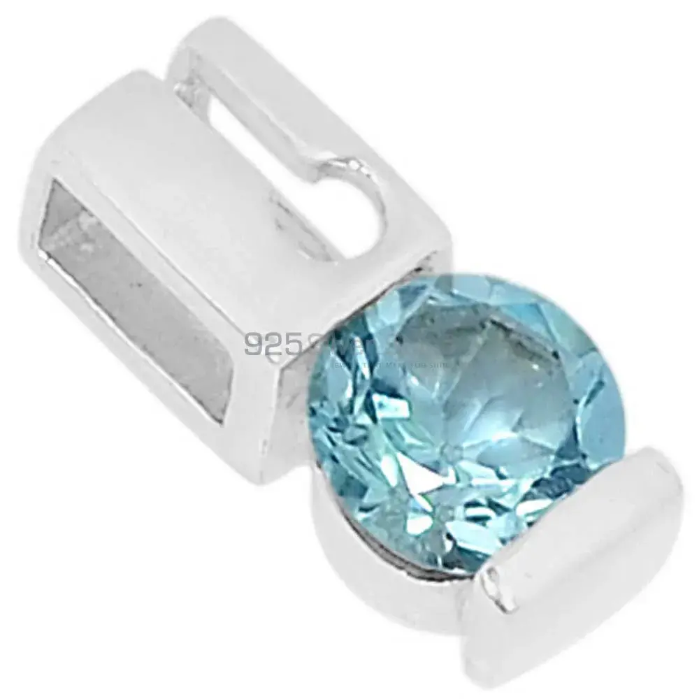 Best Quality Blue Topaz Gemstone Pendants Wholesaler In Fine Sterling Silver Jewelry 925SSP338-2