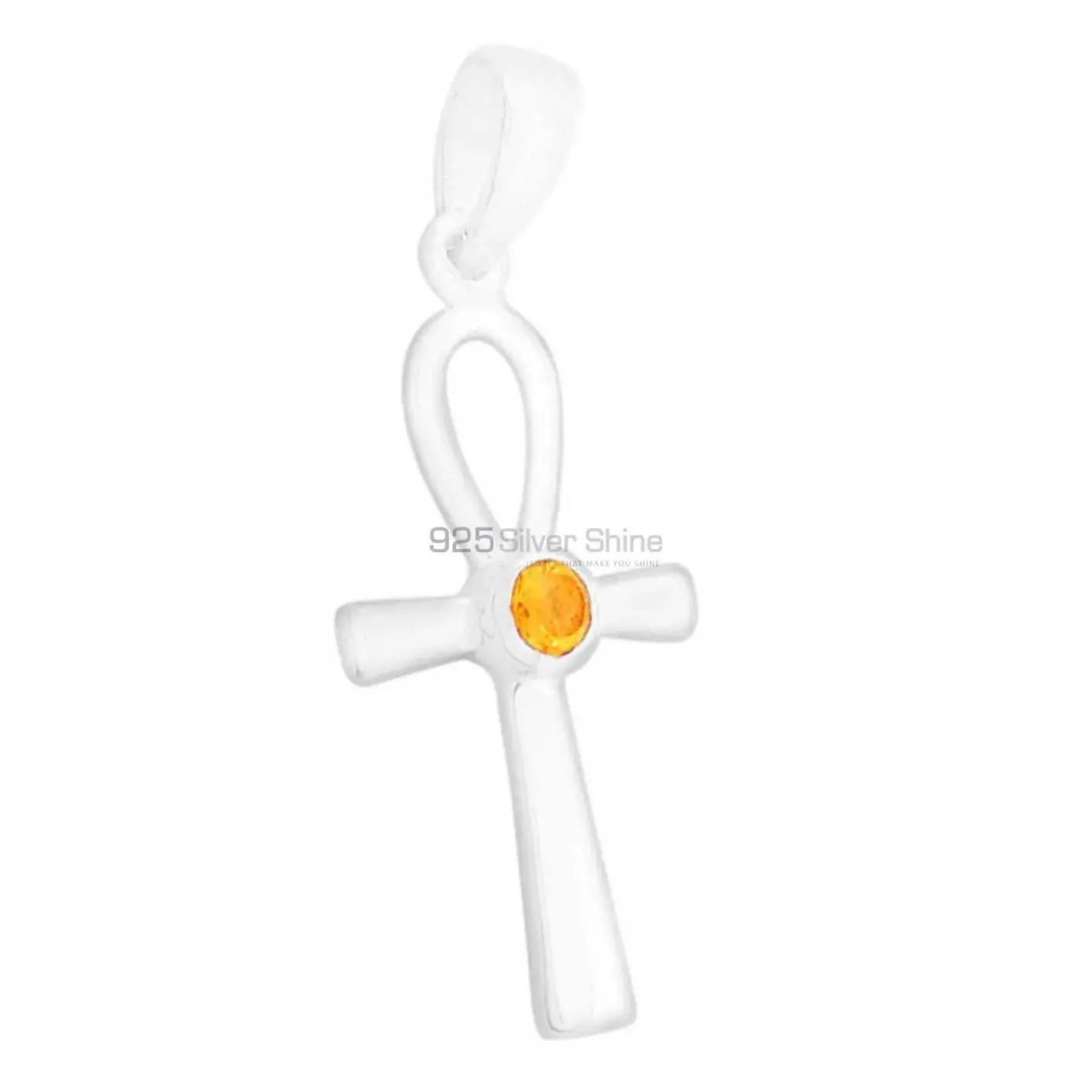 Citrine Gemstone Pendants In 925 Fine Silver Jewelry 925SSP348-2_1