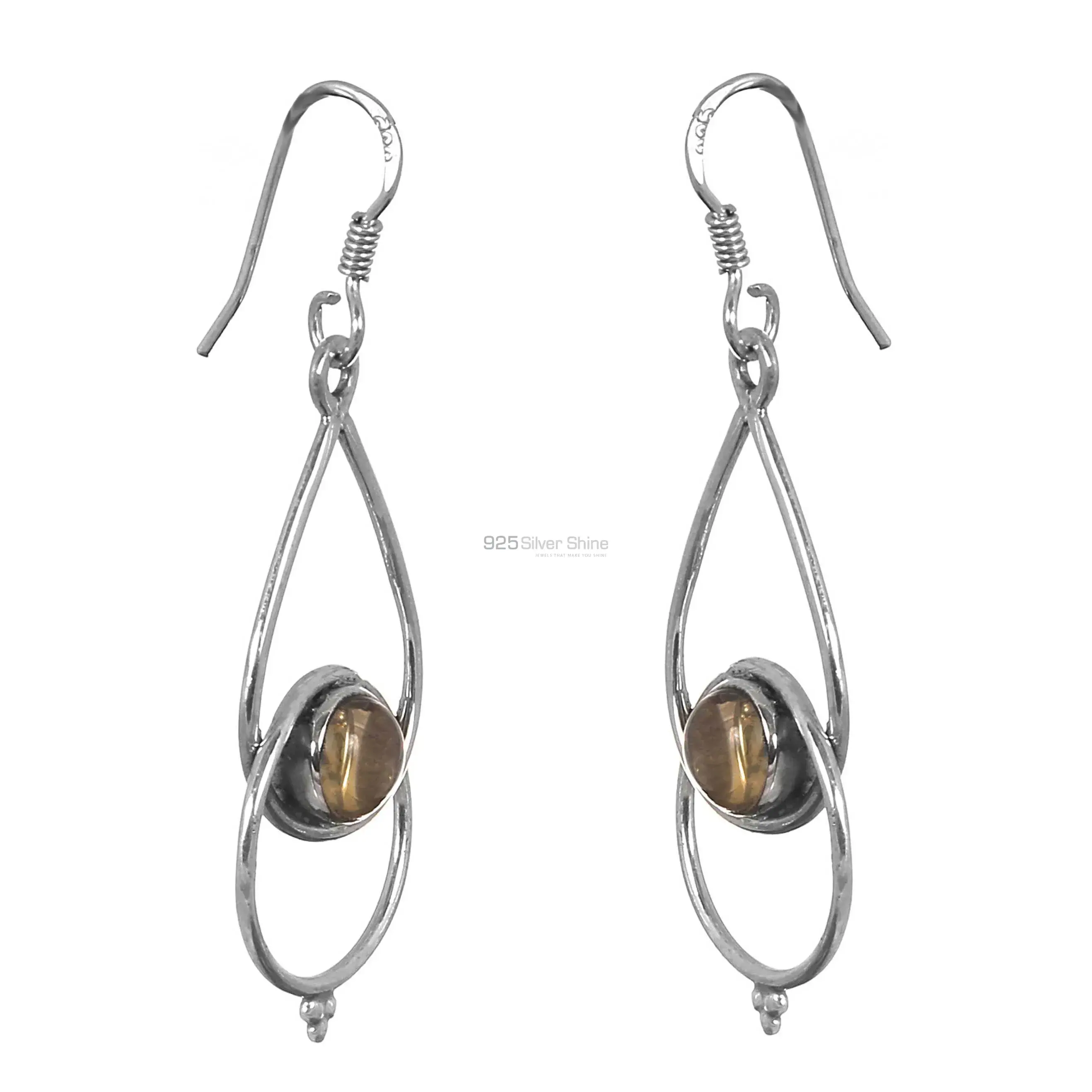 Best Quality Citrine Semi Precious Gemstone Earring In Sterling Silver Jewelry 925SE158_0