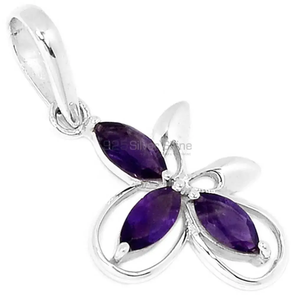 Fine Sterling Silver Pendants In Amethyst Gemstone Jewelry 925SP292-7