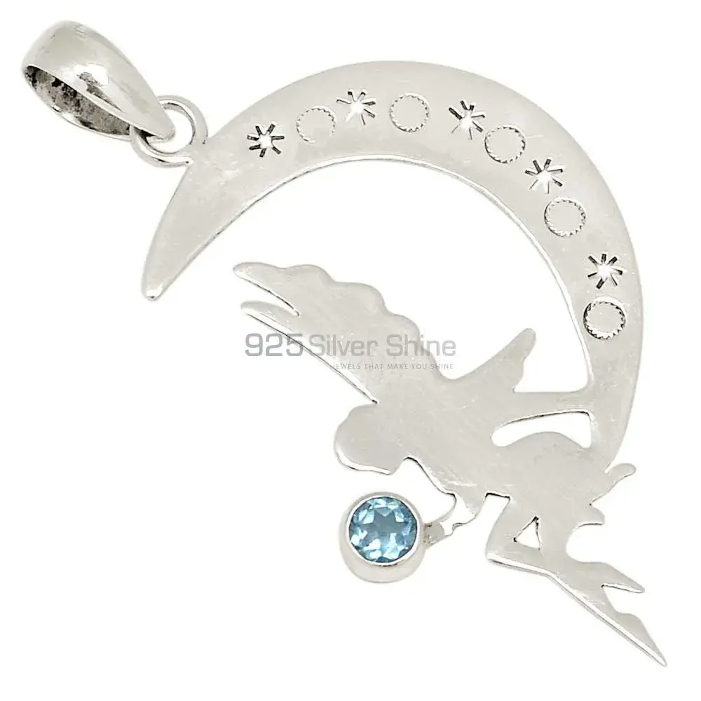 Best Quality Fine Sterling Silver Pendants Wholesaler In Blue Topaz Gemstone Jewelry 925SP114-1_2