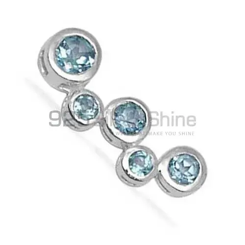 Fine Sterling Silver Pendants In Blue Topaz Gemstone Jewelry 925SP1388