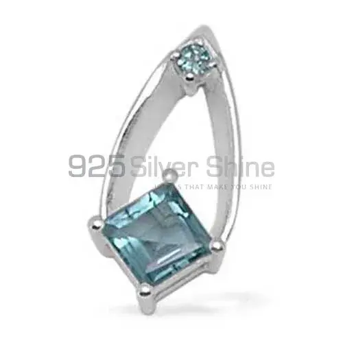 Best Quality Fine Sterling Silver Pendants Wholesaler In Blue Topaz Gemstone Jewelry 925SP1438