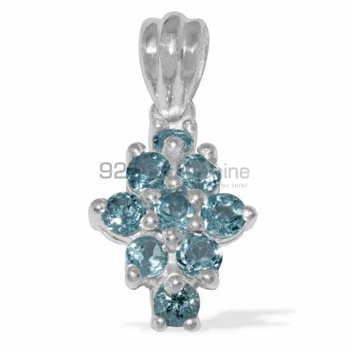 Best Quality Fine Sterling Silver Pendants Wholesaler In Blue Topaz Gemstone Jewelry 925SP1488