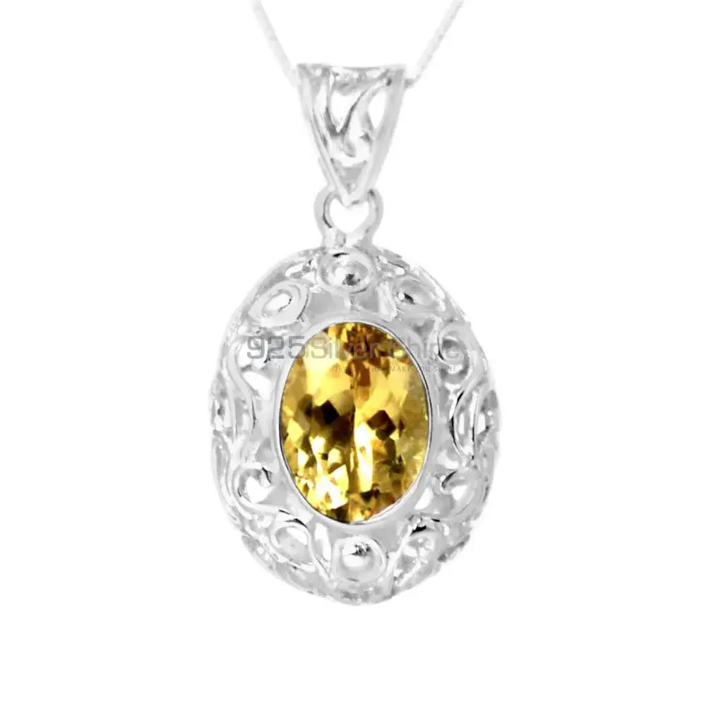 Fine Sterling Silver Pendants In Citrine Gemstone Jewelry 925SP232-2_0