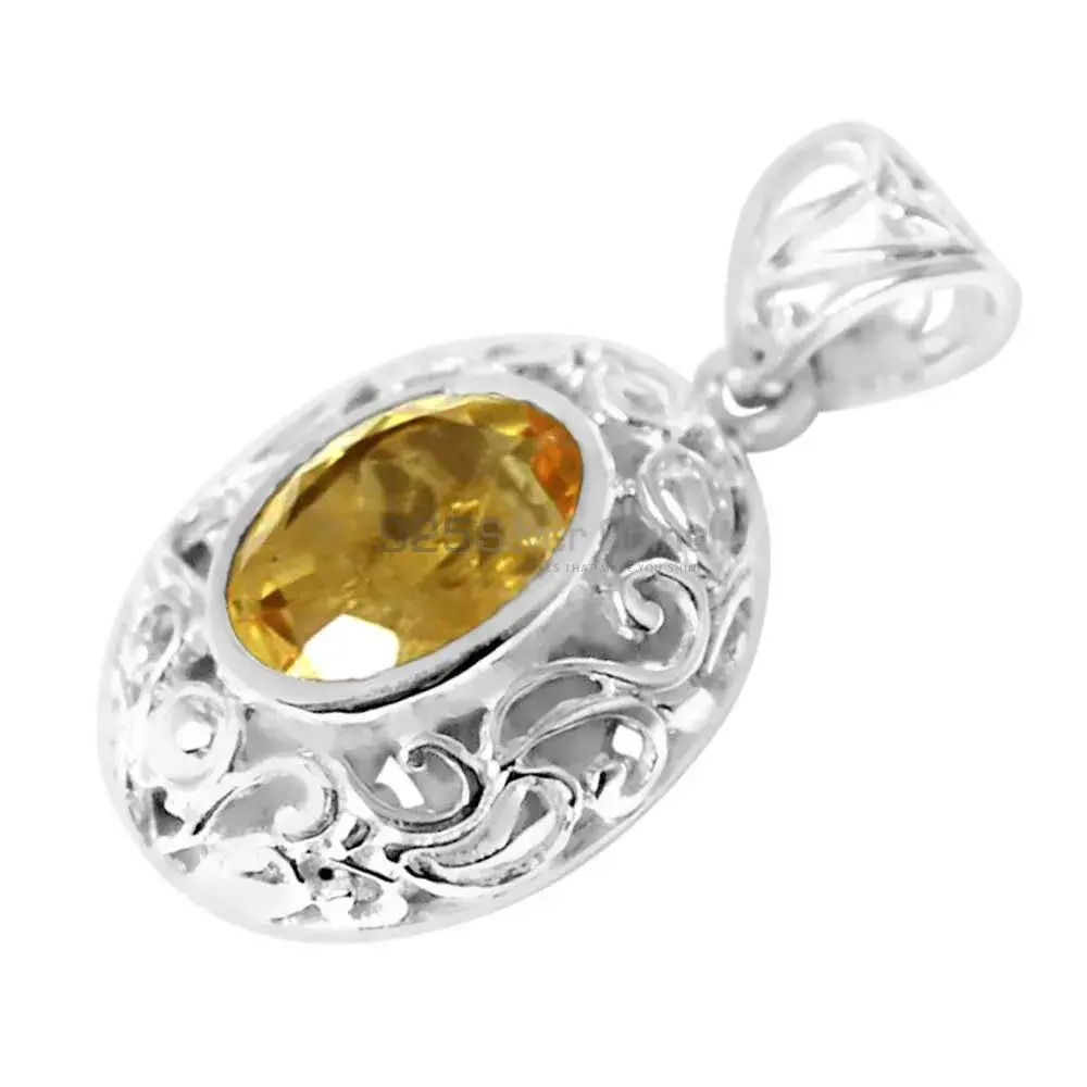Fine Sterling Silver Pendants In Citrine Gemstone Jewelry 925SP232-2_1
