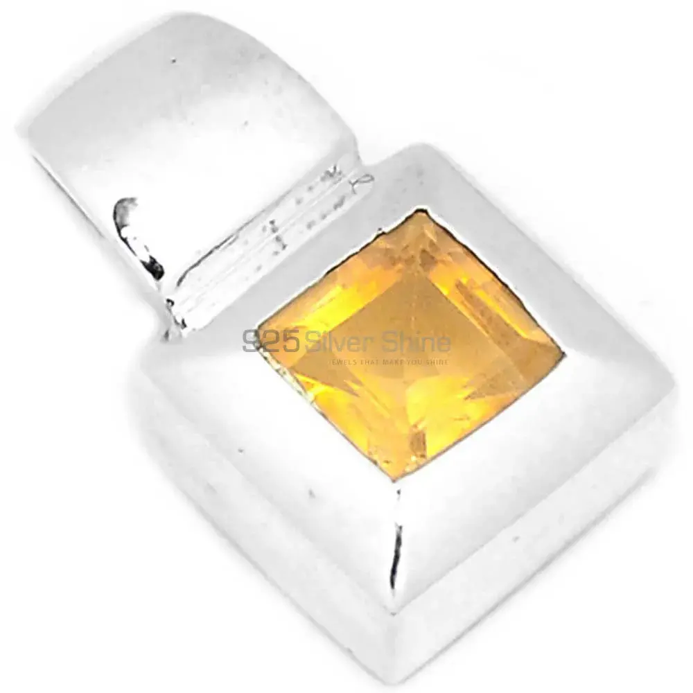 Fine Sterling Silver Pendants In Citrine Gemstone Jewelry 925SP272-3