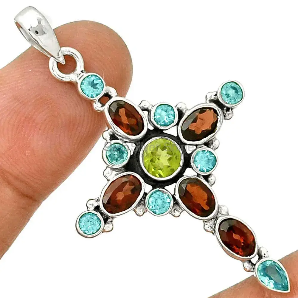Fine Sterling Silver Pendants In Multi Gemstone Jewelry 925SP077-1_1