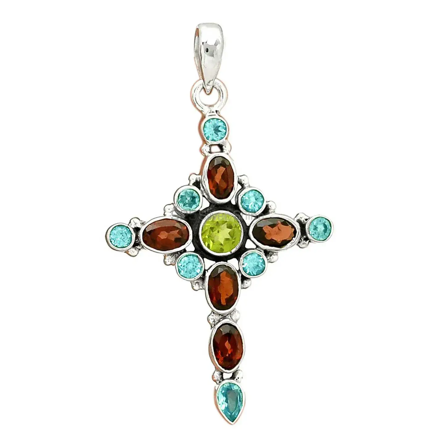 Best Quality Fine Sterling Silver Pendants Wholesaler In Multi Gemstone Jewelry 925SP077-1_1