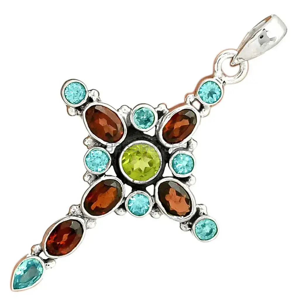 Fine Sterling Silver Pendants In Multi Gemstone Jewelry 925SP077-1_3