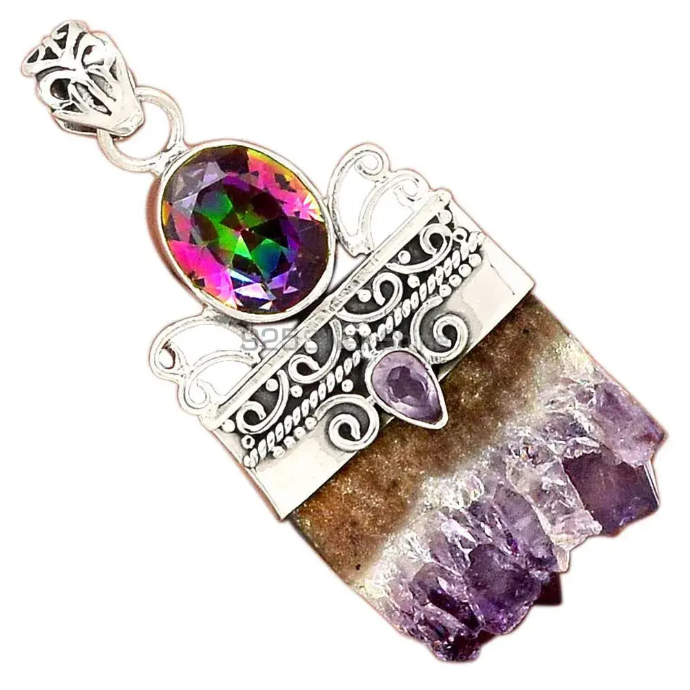 Fine Sterling Silver Pendants In Multi Gemstone Jewelry 925SP09_0