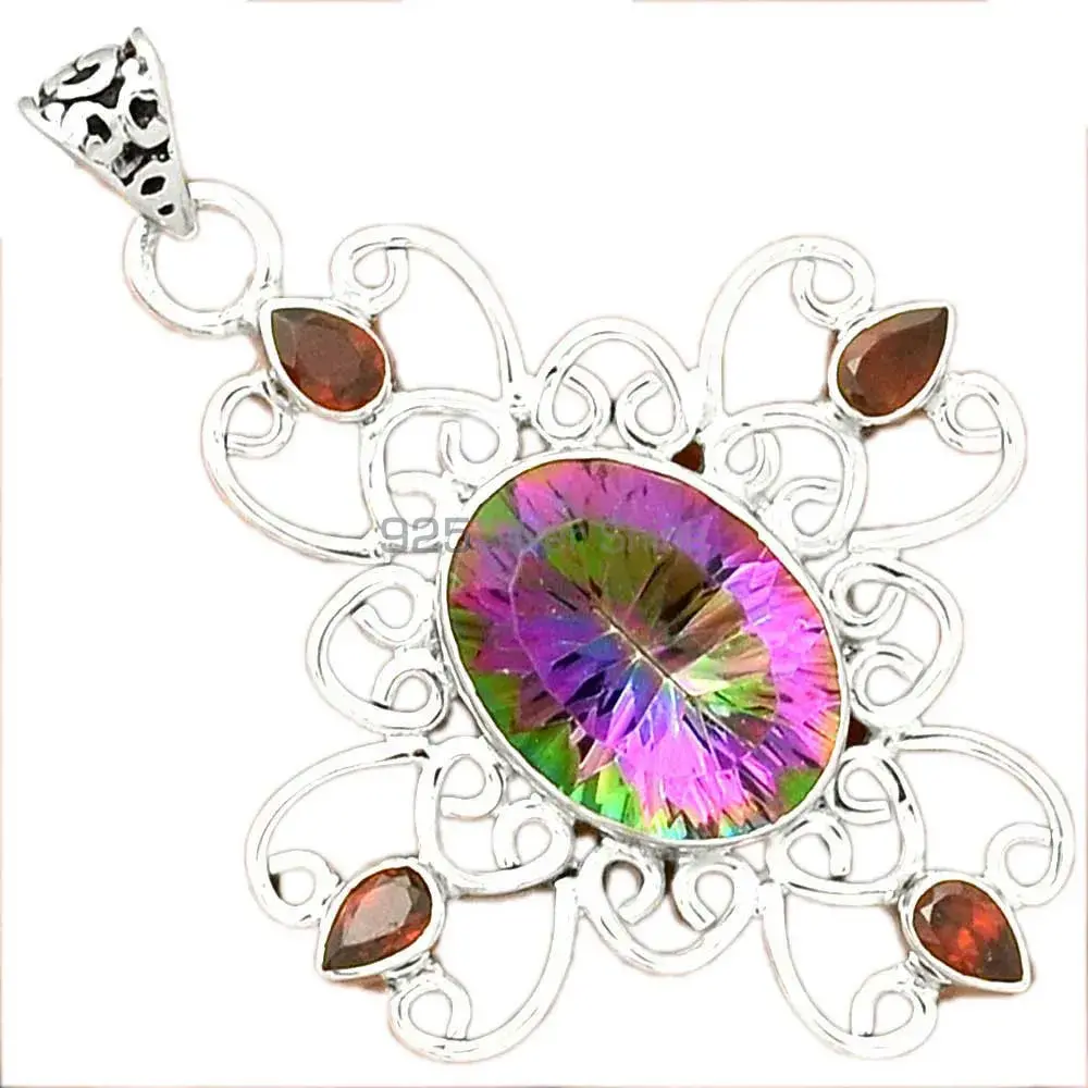 Best Quality Fine Sterling Silver Pendants Wholesaler In Multi Gemstone Jewelry 925SP097-13