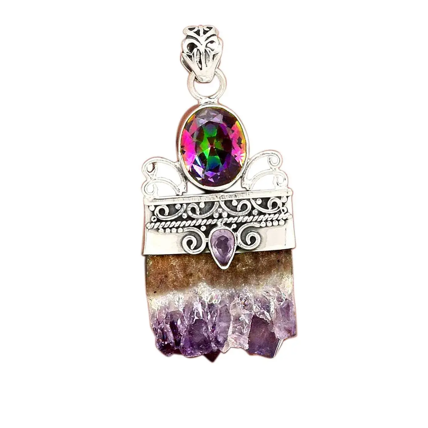 Fine Sterling Silver Pendants In Multi Gemstone Jewelry 925SP09_1