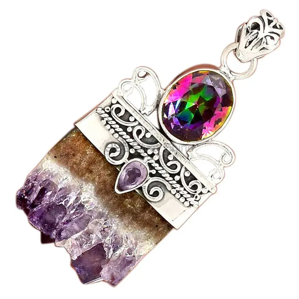 Best Quality Fine Sterling Silver Pendants Wholesaler In Multi Gemstone Jewelry 925SP09_1