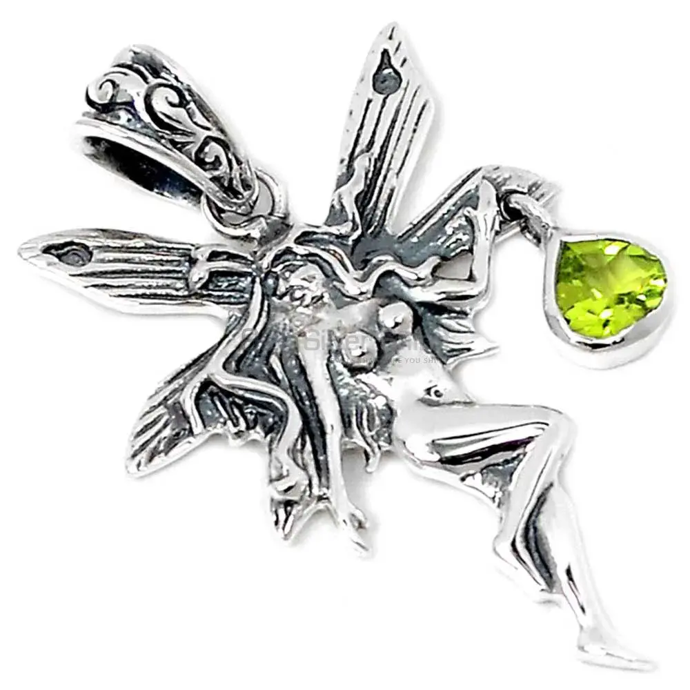 Best Quality Fine Sterling Silver Pendants Wholesaler In Peridot Gemstone Jewelry 925SSP345-4