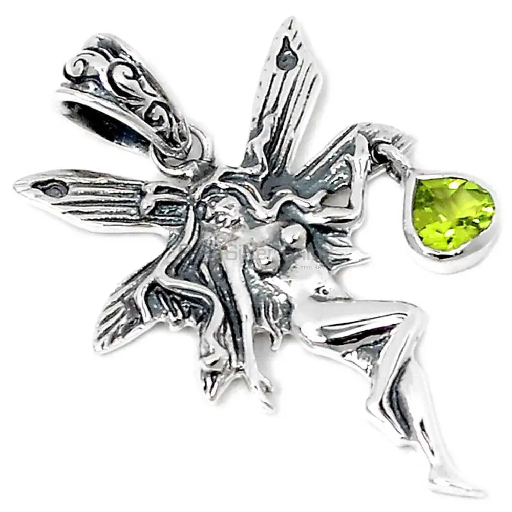 Fine Sterling Silver Pendants In Peridot Gemstone Jewelry 925SSP345-4_0
