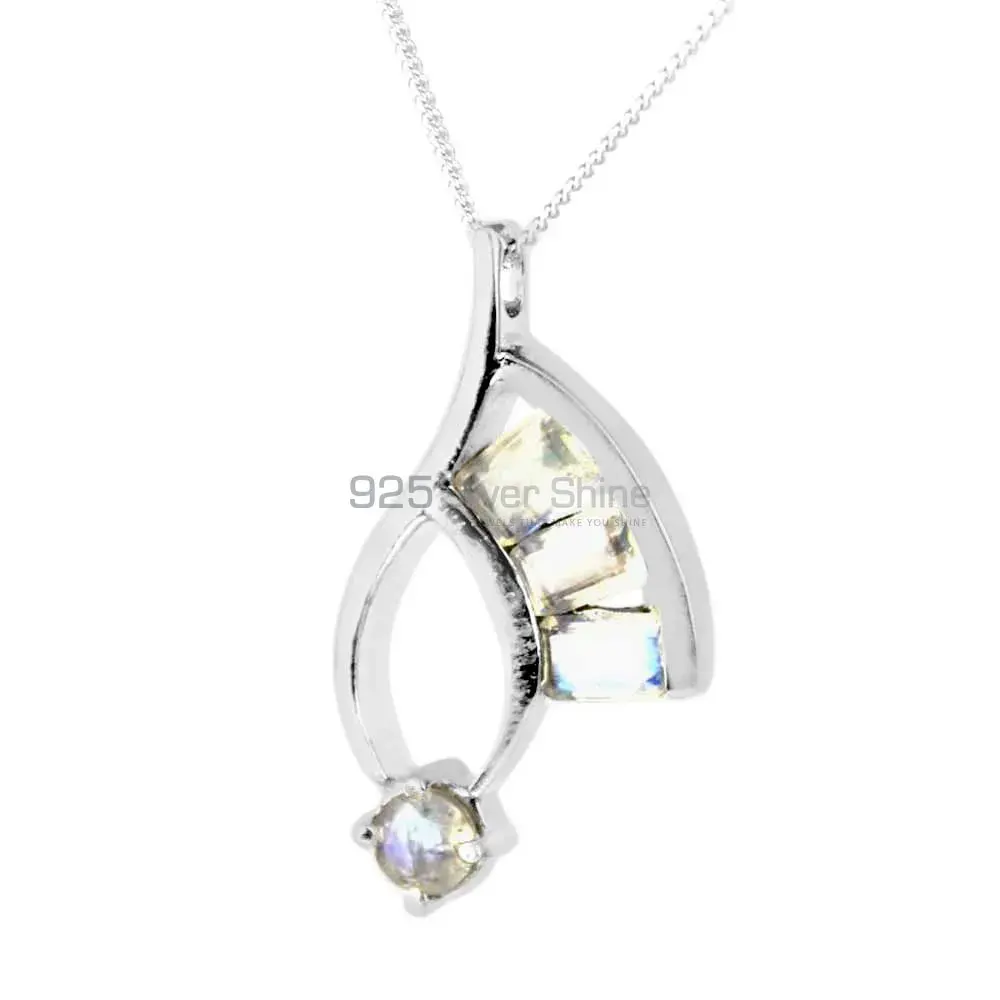 Fine Sterling Silver Pendants In Rainbow Gemstone Jewelry 925SP216-1