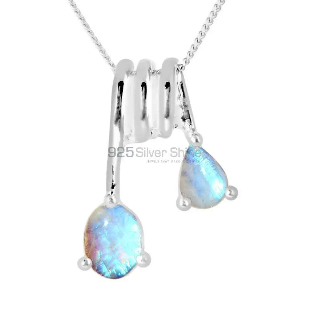 Fine Sterling Silver Pendants In Rainbow Gemstone Jewelry 925SP264-3