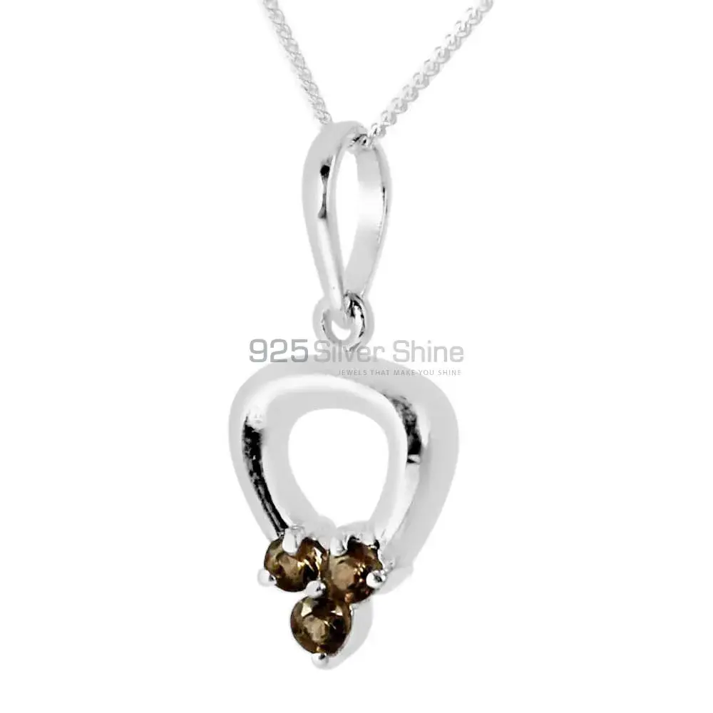 Best Quality Fine Sterling Silver Pendants Wholesaler In Smokey Gemstone Jewelry 925SP248-7