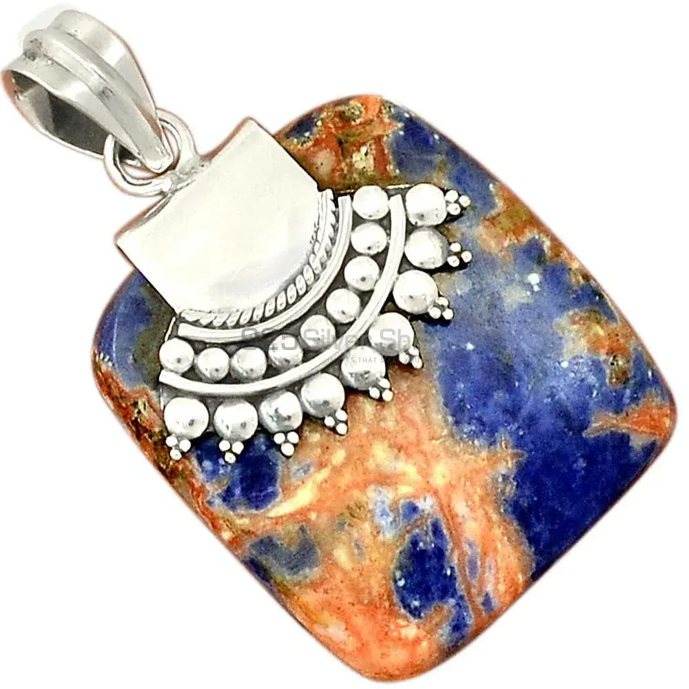 Fine Sterling Silver Pendants In Sodalite Gemstone Jewelry 925SP66-3_0