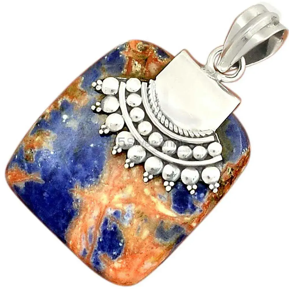 Fine Sterling Silver Pendants In Sodalite Gemstone Jewelry 925SP66-3_1