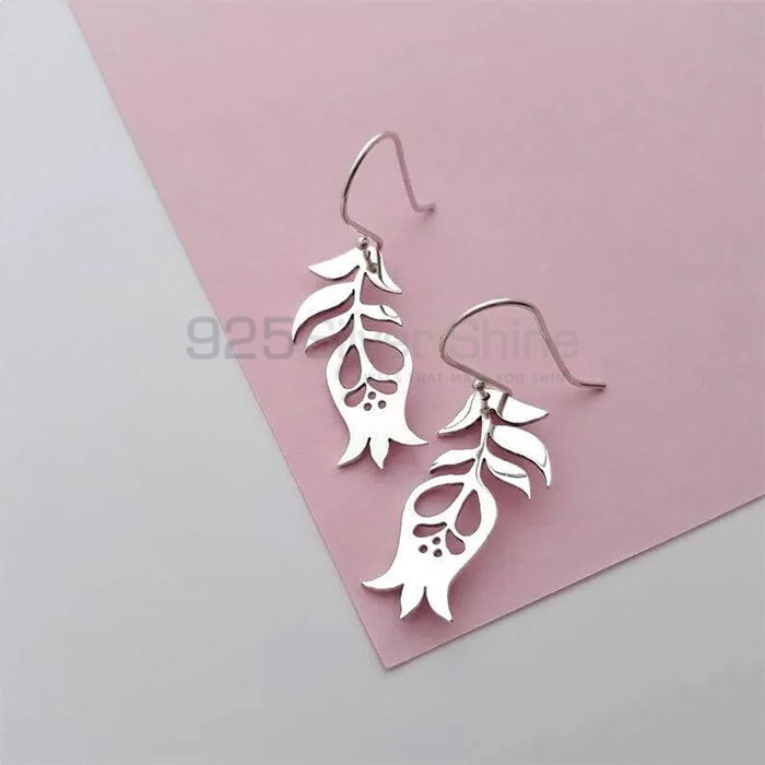 Flower Sterling Silver Minimalist Dangle Earring FWME190_2