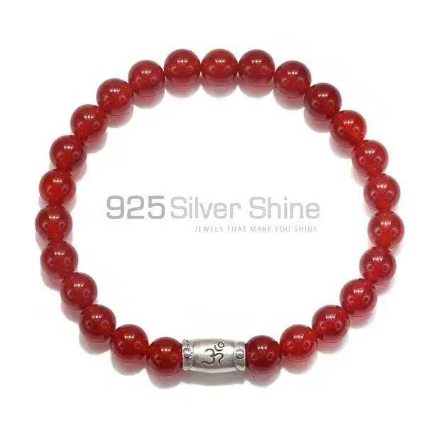 Best Quality Genuine Carnelian Gemstone Beads Bracelets 925BB147