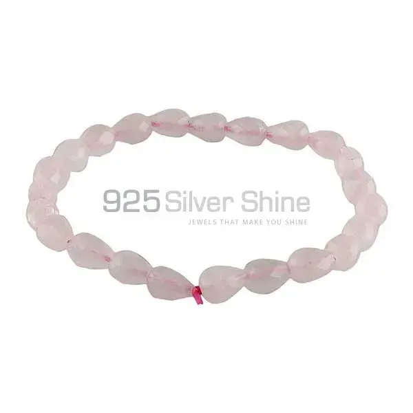 Best Quality Genuine Rose Quartz Gemstone Beads Bracelets 925BB200_0