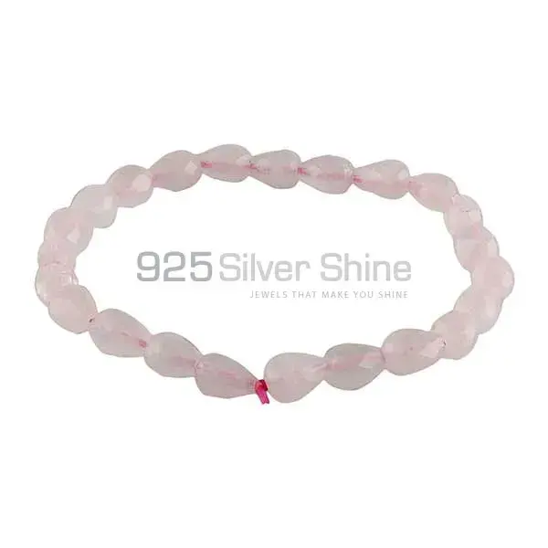 Genuine Rose Quartz Gemstone Beads Bracelets 925BB200_0