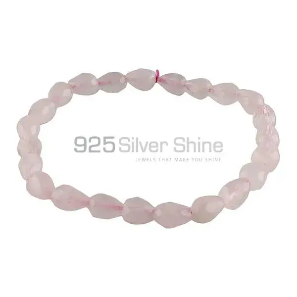Best Quality Genuine Rose Quartz Gemstone Beads Bracelets 925BB200_1