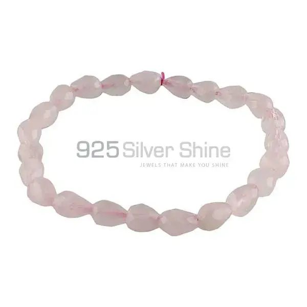 Genuine Rose Quartz Gemstone Beads Bracelets 925BB200_1