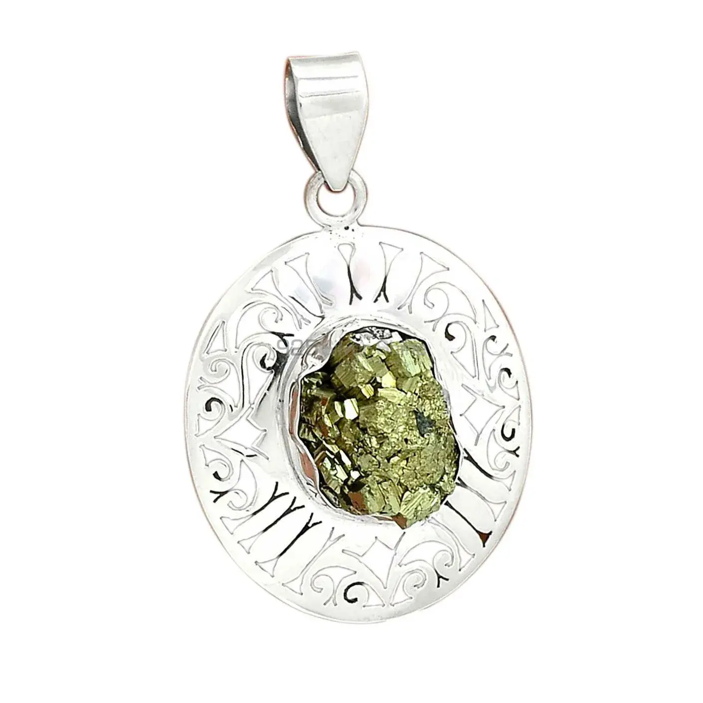 Golden Pyrite Gemstone Handmade Pendants In Solid Sterling Silver Jewelry 925SP16-3_2