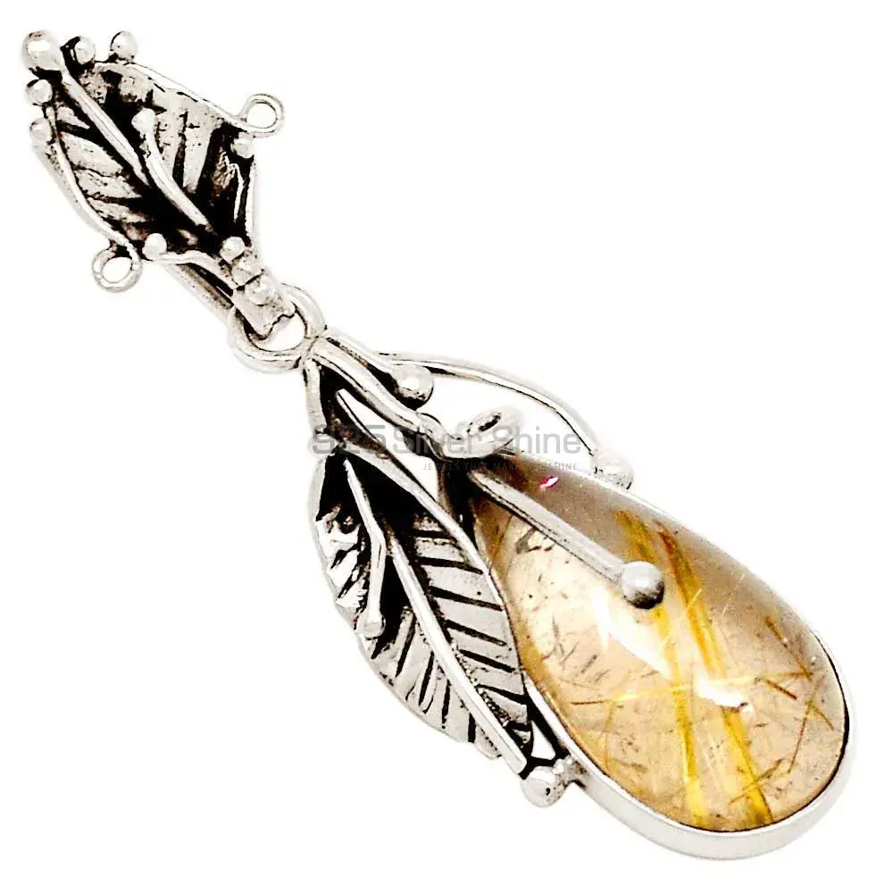 Best Quality Golden Rutile Gemstone Pendants Wholesaler In Fine Sterling Silver Jewelry 925SP082-5