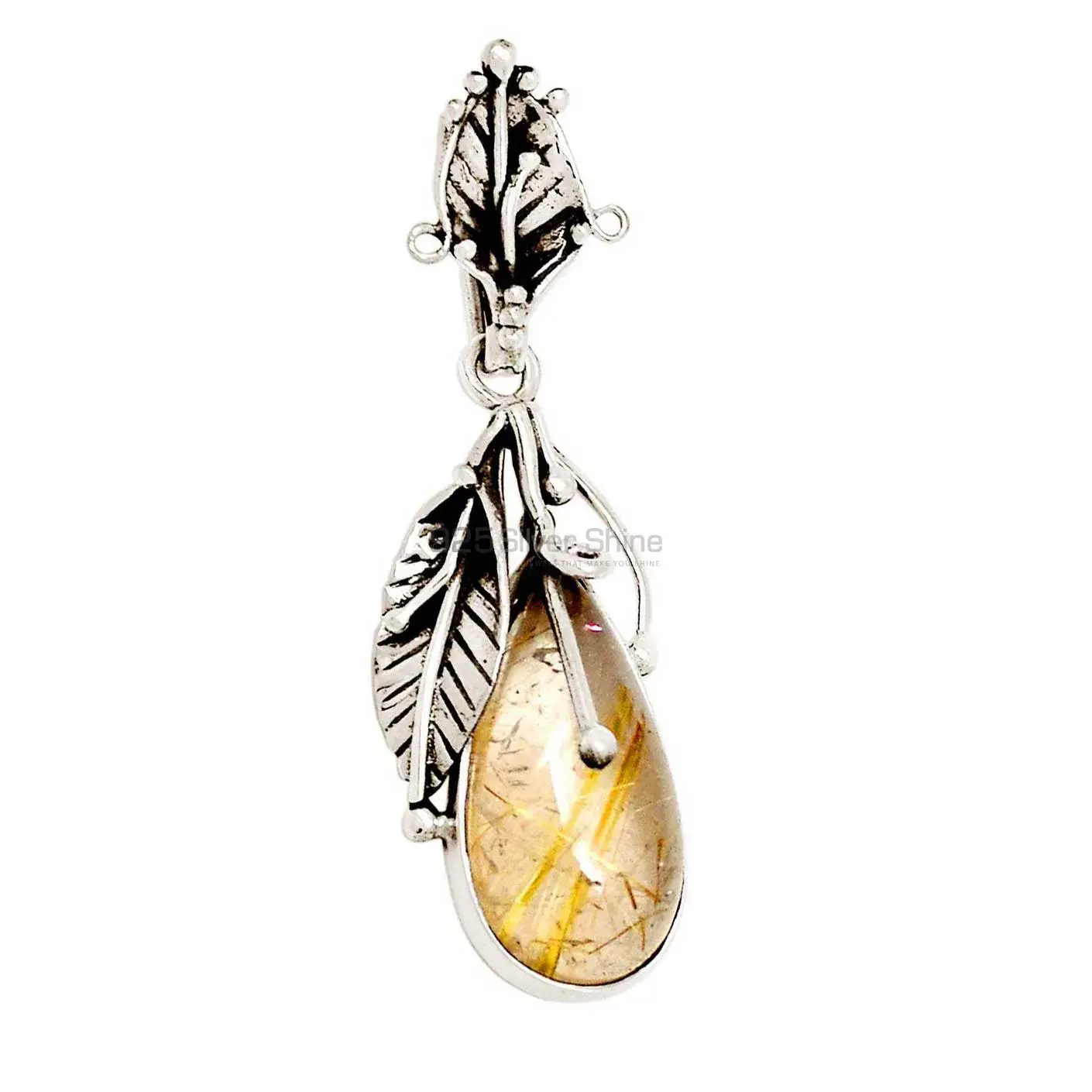 Golden Rutile Gemstone Pendants In Fine Sterling Silver Jewelry 925SP082-5_1