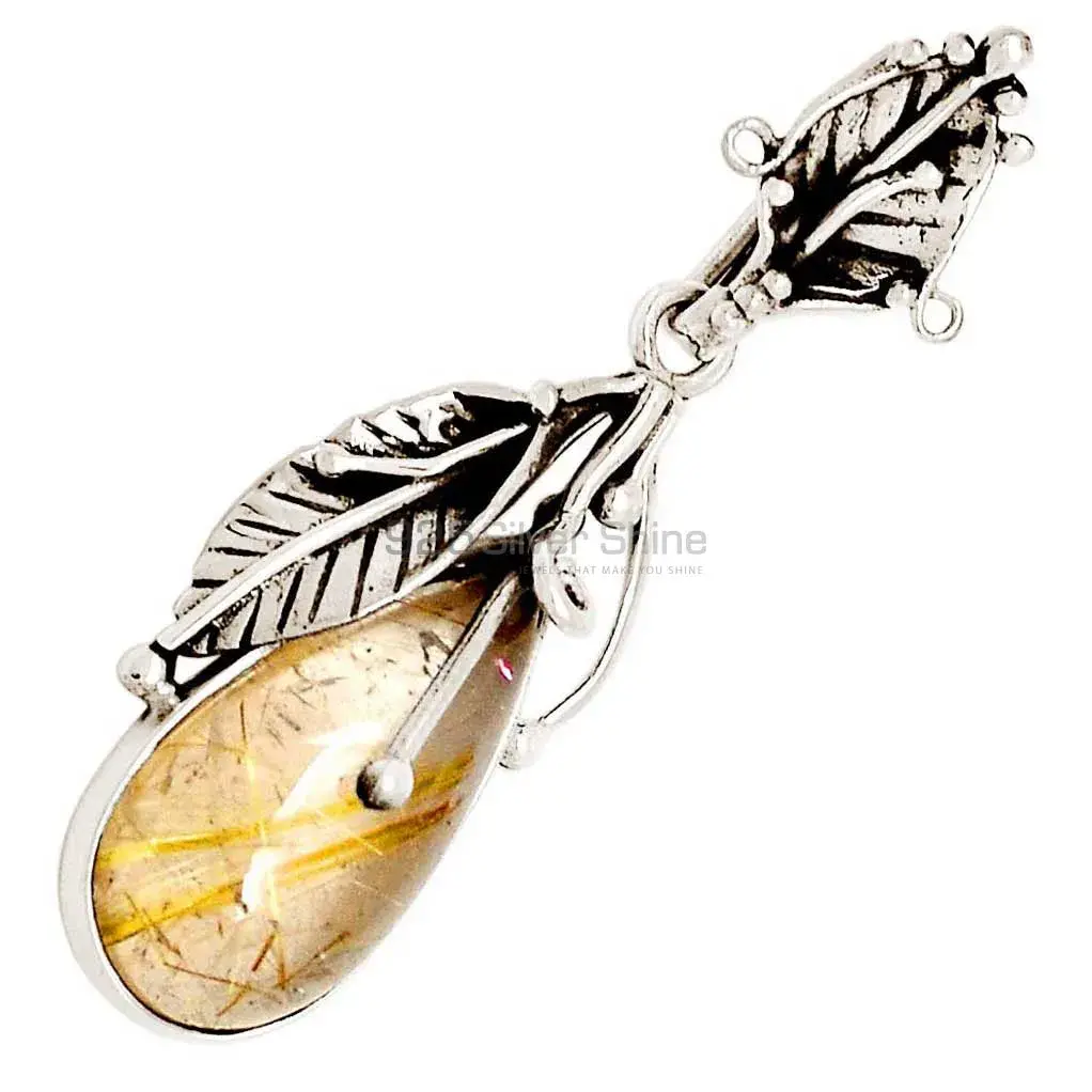 Golden Rutile Gemstone Pendants In Fine Sterling Silver Jewelry 925SP082-5_2