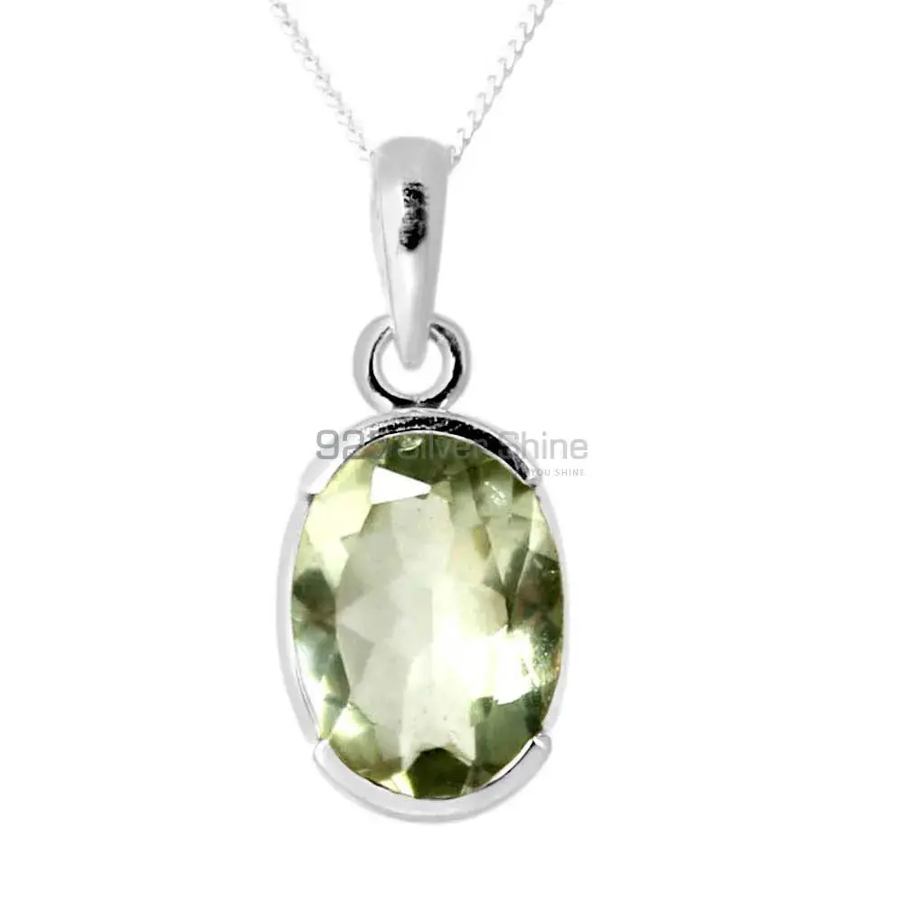 Best Quality Green Amethyst Gemstone Handmade Pendants In Solid Sterling Silver Jewelry 925SP251-3