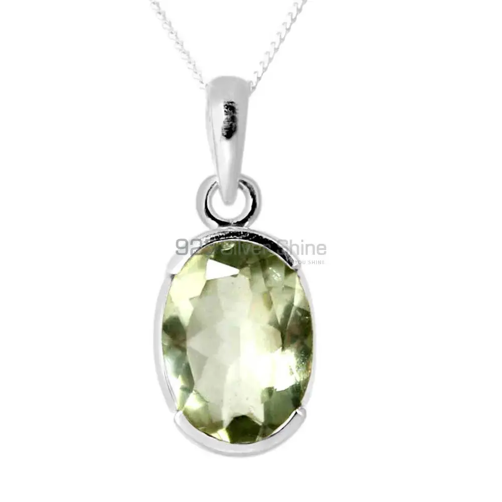 Green Amethyst Gemstone Handmade Pendants In Solid Sterling Silver Jewelry 925SP251-3_0