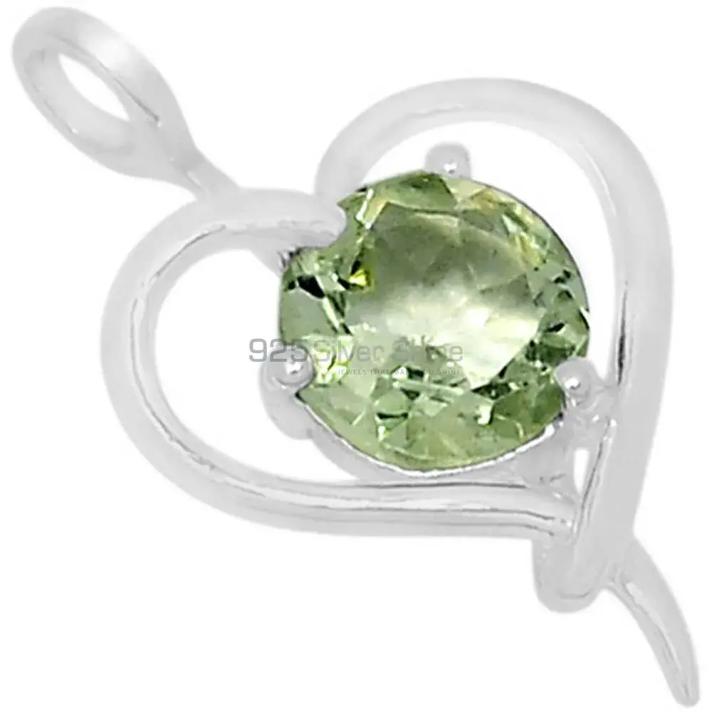 Green Amethyst Gemstone Pendants In 925 Fine Silver Jewelry 925SSP309-5