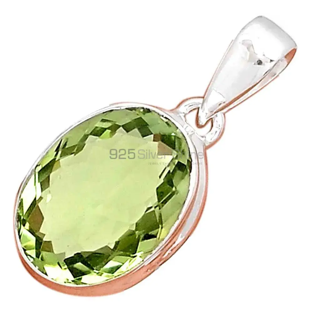 Green Amethyst Gemstone Handmade Pendants In 925 Sterling Silver Jewelry 925SP129_13