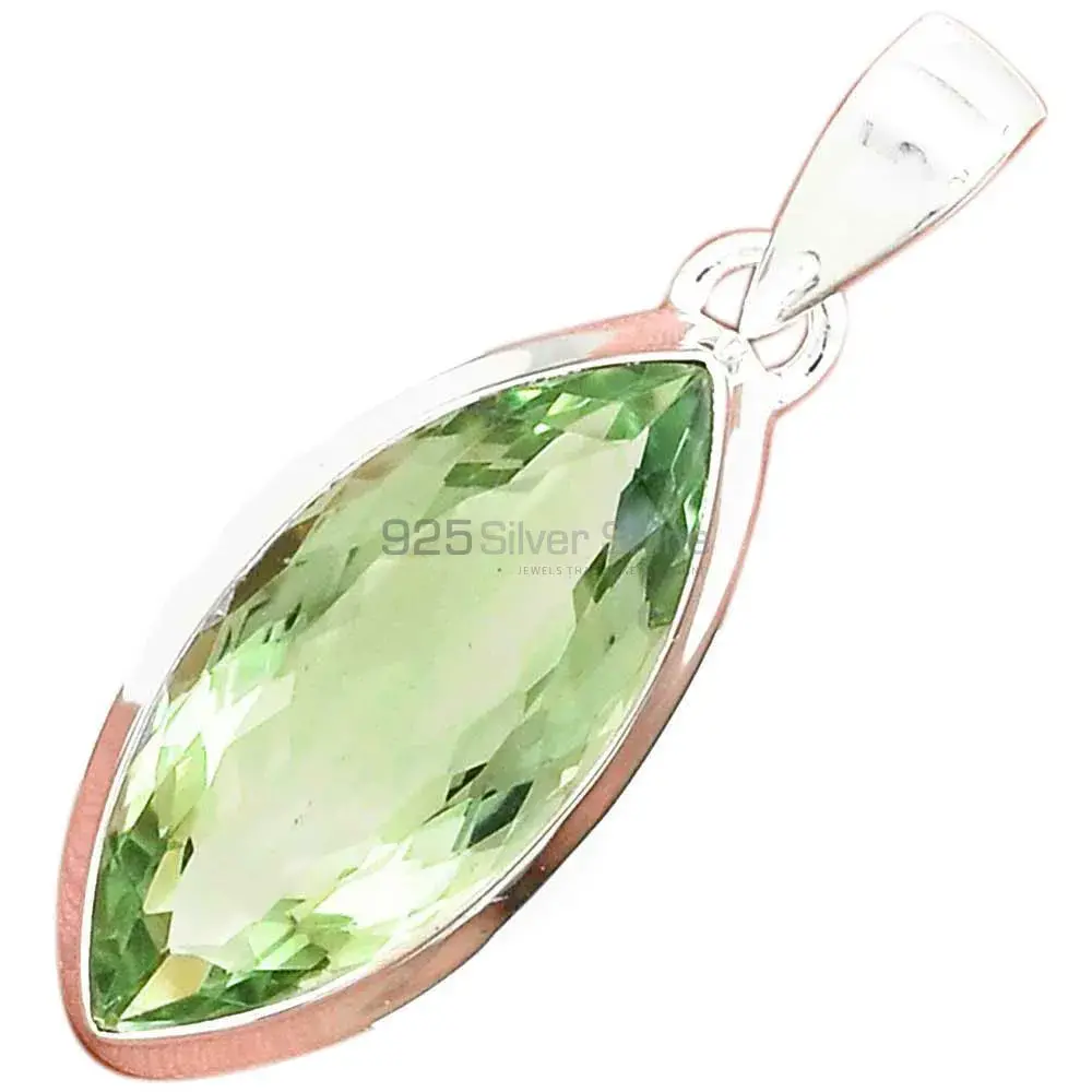 Green Amethyst Gemstone Handmade Pendants In 925 Sterling Silver Jewelry 925SP129_15