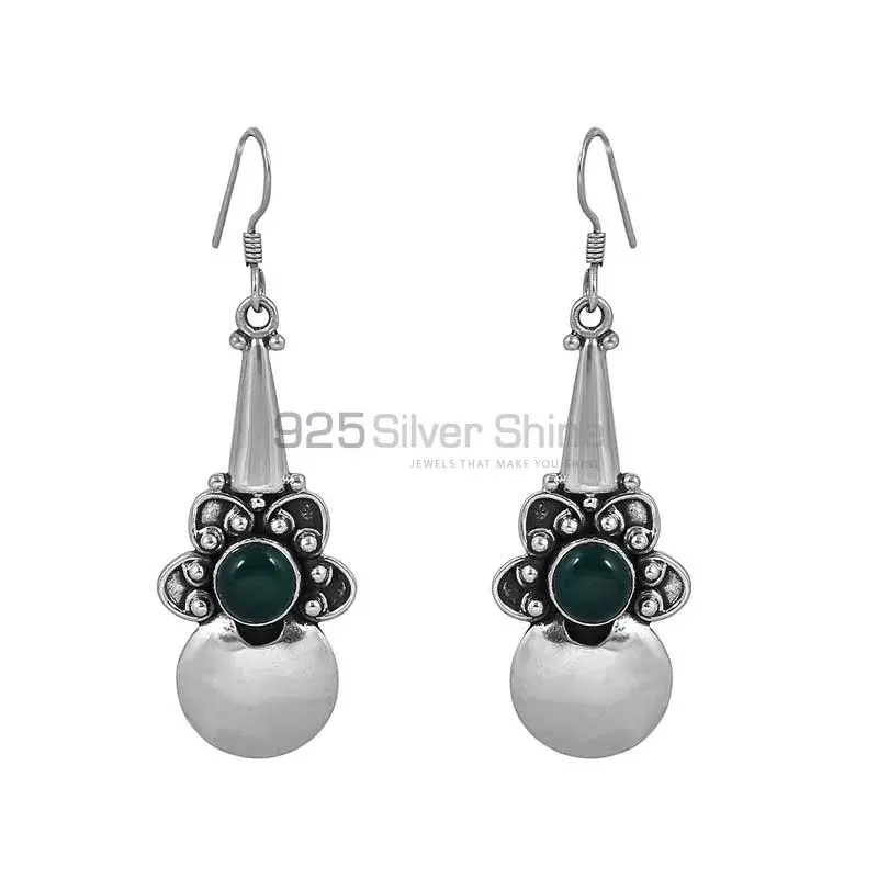 Best Quality Green Onyx Gemstone Earring In Sterling Silver Jewelry 925SE40