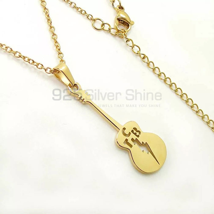 Guitar Music Players Chain Necklace In Silver MSMN420