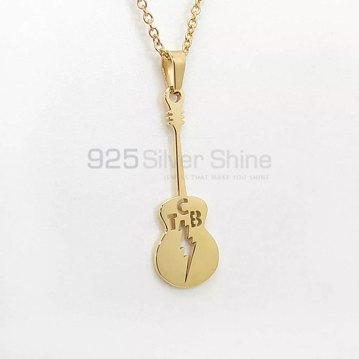 Best Quality Guitar Music Players Chain Necklace In Silver MSMN420_0