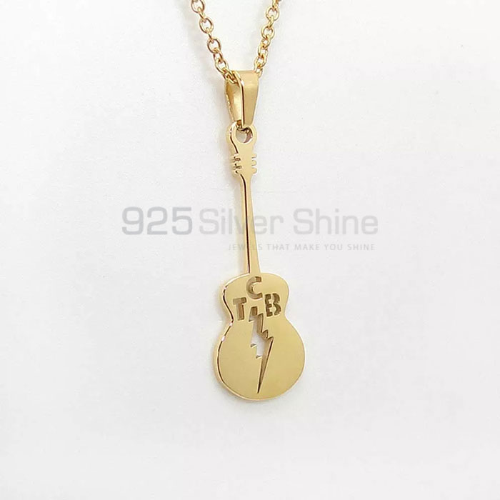 Guitar Music Players Chain Necklace In Silver MSMN420_0