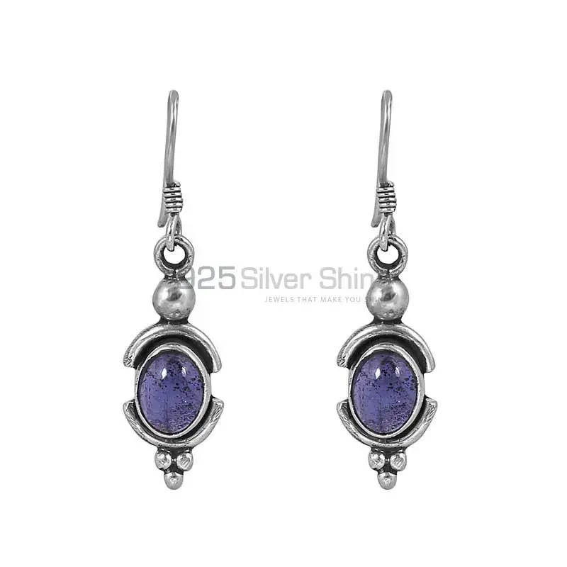 Best Quality Iolite Gems Stone Earring In Sterling Silver Jewelry 925SE37