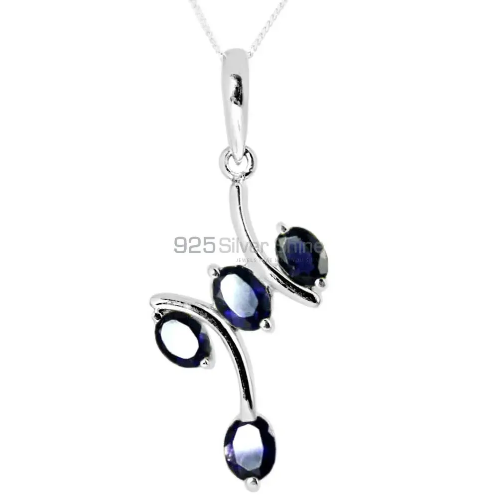 Best Quality Iolite Gemstone Pendants Suppliers In 925 Fine Silver Jewelry 925SP243-2