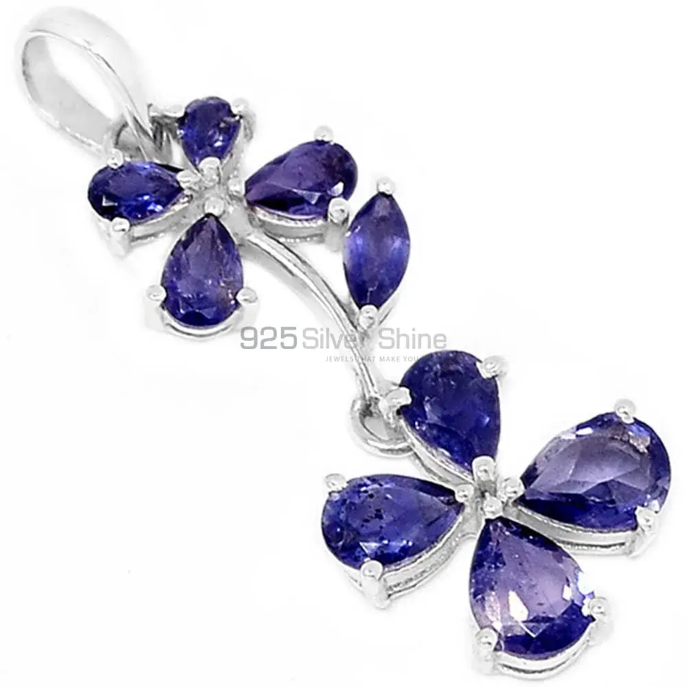 Best Quality Iolite Gemstone Pendants Suppliers In 925 Fine Silver Jewelry 925SP296-2