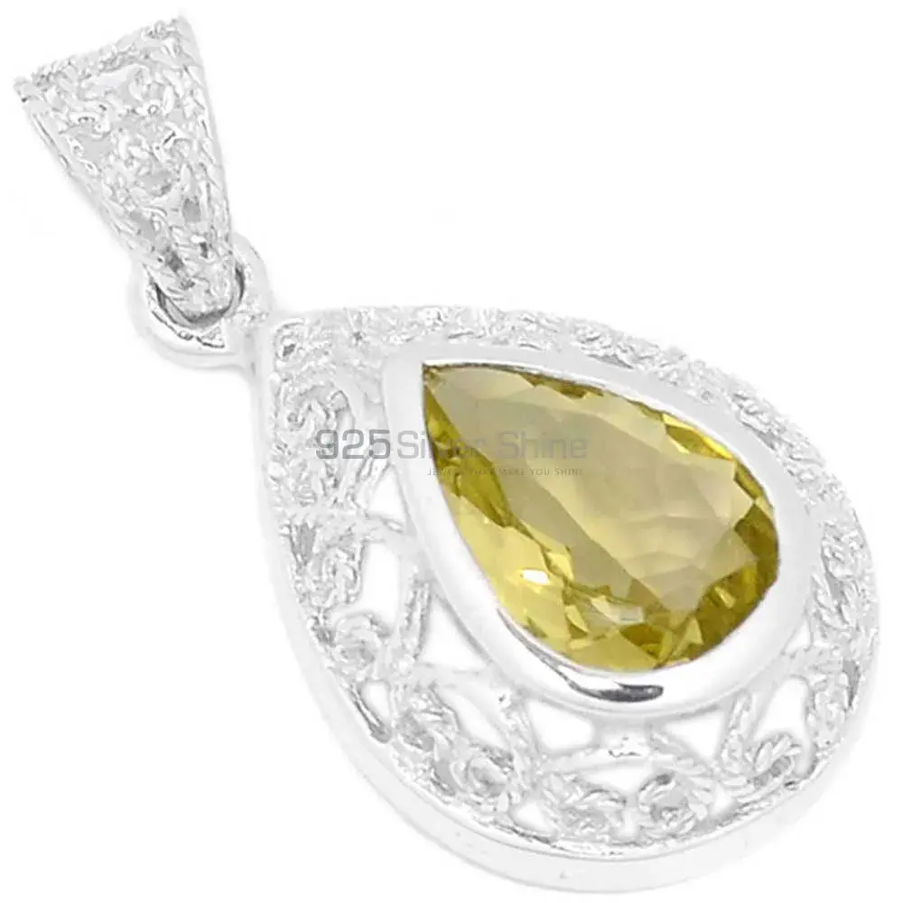Lemon Quartz Gemstone Handmade Pendants In Solid Sterling Silver Jewelry 925SP275-2