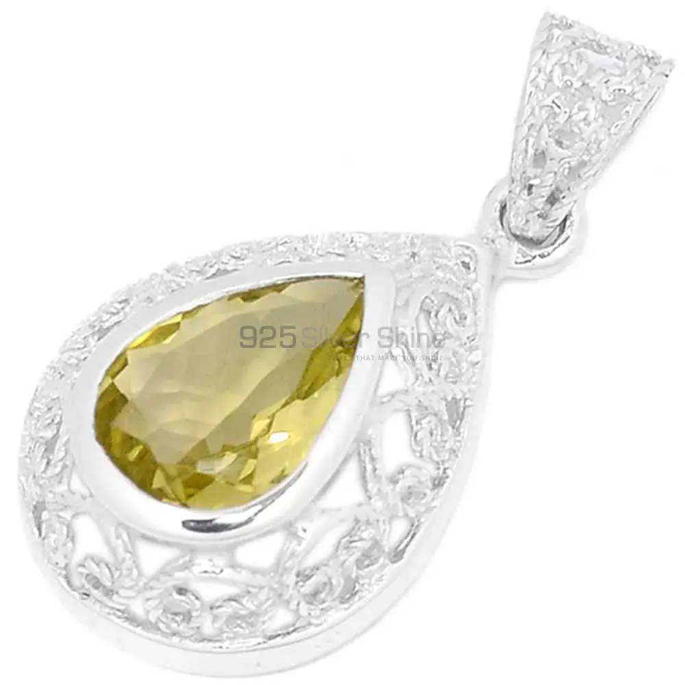 Lemon Quartz Gemstone Handmade Pendants In Solid Sterling Silver Jewelry 925SP275-2_0